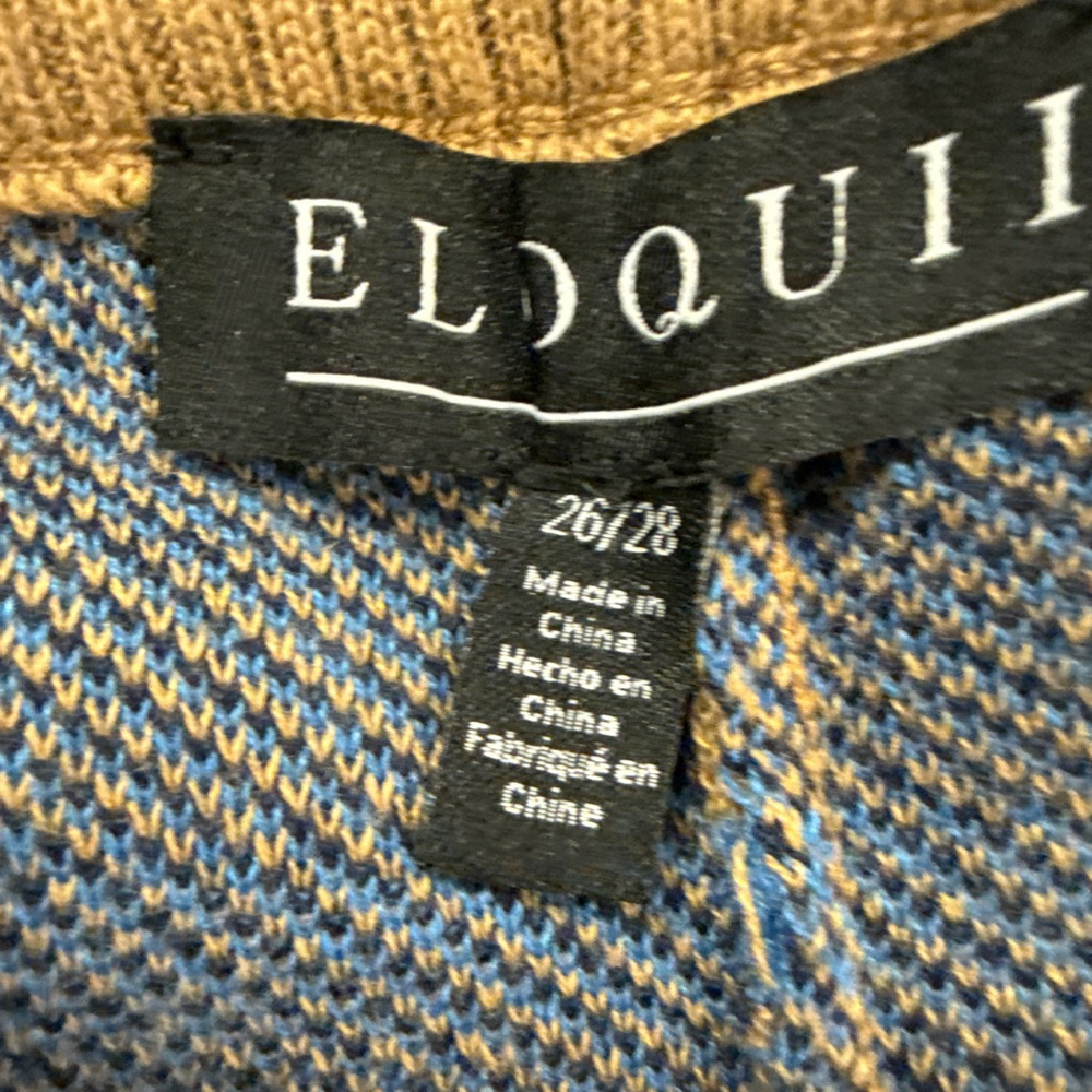 Women's ELOQUII Plus Tan Blue Plaid Knit Pants 26/28 - Picture 5 of 6